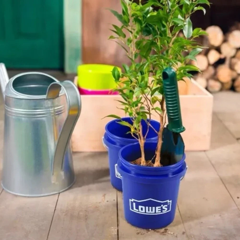 Lowe's‎ Mini Blue Buckets 0.42qt 400ml Set of 5 Plastic Pail with Handle Paint